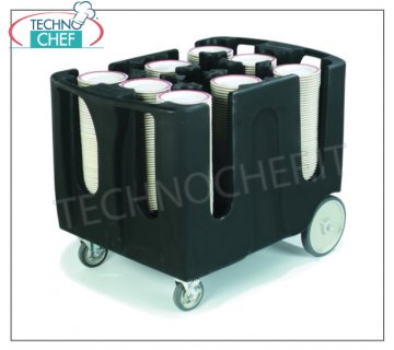 Chariots pour transporter la vaisselle Chariot à assiettes en polyéthylène avec 6 éléments diviseurs réglables, capacité assiettes par colonne : 45/60, dimensions 710x1100x800h mm