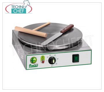 Technochef - Crêpière électrique professionnelle, 1 plaque en fonte Ø 350 mm, Mod.CRPN Crêpière de table ÉLECTRIQUE avec plaque de cuisson en fonte, surface multi-lignes antidérapante, diamètre 350 mm, contrôle thermostatique de la température de cuisson, V. 230/1, Kw. 2,4, poids 12 Kg, dimensions extérieures mm.370x370x140h.