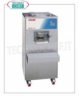 TECHNOCHEF - Sorbetière Professionnelle, Capacité lt.7, Mod.PRATICA35-50 MACHINE A GLACE A CYLINDRE VERTICAL HAUTE PRODUCTIVITE, EXTRACTION AUTOMATIQUE, CAPACITE CYCLE MIX de 3 à 7 l, PRODUCTION HORAIRE MAX : 50 l, Refroidissement AIR, V.400/3+N, Kw 3,5, dim . mm 490x700x1120h