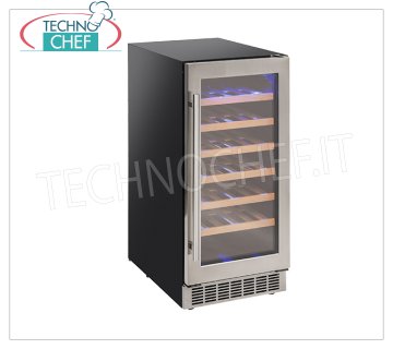 COOL HEAD - Technochef, Cave à vin réfrigérée encastrable 1 porte vitrée, temp. +5°/+18°C, Mod.CW40