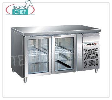 Forcar - Table Réfrigérée 2 Portes Vitrées, 282 lt, Temp.-2°/+8°C, Ventilée, mod.G-GN2100TNG
