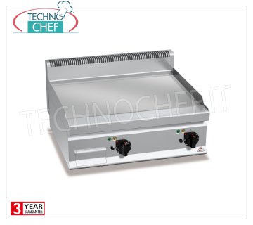 GRILLADE ÉLECTRIQUE avec PLAQUE LISSE en MULTIPAN, module TOP, modèle E7FL8BP-2 GRILLADE ÉLECTRIQUE avec PLAQUE LISSE, BERTOS, Ligne MACROS 700, Série POWERED MULTIPAN, Module DOUBLE TOP avec ZONE DE CUISSON 795x500 mm, COMMANDES INDÉPENDANTES, V.400/3+N, Kw.9,6, Poids 71 Kg, dim. mm. 800x700x290h