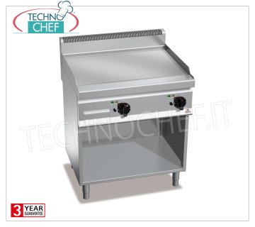GRILLADE ÉLECTRIQUE avec PLAQUE LISSE en MULTIPAN, sur ARMOIRE OUVERTE, modèle E7FL8MP-2 GRILLADE ÉLECTRIQUE avec PLAQUE LISSE, BERTOS, Ligne MACROS 700, Série POWERED MULTIPAN, DOUBLE module sur COMPARTIMENT OUVERT avec ZONE DE CUISSON 795x500 mm, COMMANDES INDÉPENDANTES, V.400/3+N, Kw.9,6, Poids 87 Kg , dim. mm.800x700x900h
