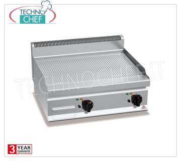 GRILLADE ÉLECTRIQUE avec PLAQUE RAINURÉE en MULTIPAN, module TOP, modèle E7FR8BP-2 GRILLADE ÉLECTRIQUE avec PLAQUE RAINURÉE, BERTOS, Ligne MACROS 700, Série POWERED MULTIPAN, Module DOUBLE TOP avec ZONE DE CUISSON 795x500 mm, COMMANDES INDÉPENDANTES, V.400/3+N, Kw.9,6, Poids 71 Kg, dim. mm. 800x700x290h