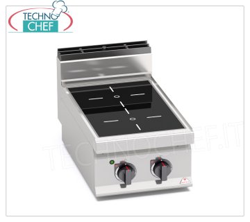 TECHNOCHEF - CUISINIÈRE ÉLECTRIQUE 2 ZONES INFRAROUGE TOP, Kw.6,4, Mod.E7P2B/VTR GAMME ÉLECTRIQUE 2 ZONES INFRAROUGE TOP, BERTOS, Ligne MACROS 700, Série INFRAROUGE, avec 2 zones CARRÉES de 230x230 mm, COMMANDES INDÉPENDANTES, V.400/3+N, Kw.6,4, Poids 22 Kg, dim.mm.400x700x290h