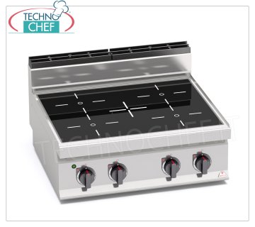 TECHNOCHEF - CUISINIÈRE ÉLECTRIQUE TOP INFRAROUGE 4 ZONES, Kw.12,8, Mod.E7P4B/VTR CUISINIÈRE ÉLECTRIQUE TOP INFRAROUGE 4 ZONES, BERTOS, Ligne MACROS 700, Série INFRAROUGE, avec 4 zones CARRÉES de 230x230 mm, COMMANDES INDÉPENDANTES, V.400/3+N, Kw.12,8, Poids 42 Kg, dim.mm. 800x700x290h