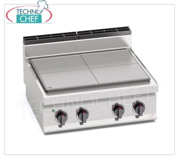 TECHNOCHEF - CUISINIÈRE ÉLECTRIQUE À PLAT SOLIDE, Kw.9, Mod.E7TPB CUISINIÈRE ÉLECTRIQUE À PLAT SOLIDE, BERTOS, Ligne MACROS 700, Série HIGH POWER, 4 ZONES DE CUISSON, COMMANDES INDÉPENDANTES, V.400/3+N, Kw.9,00, Poids 80, dim.mm.800x700x290h