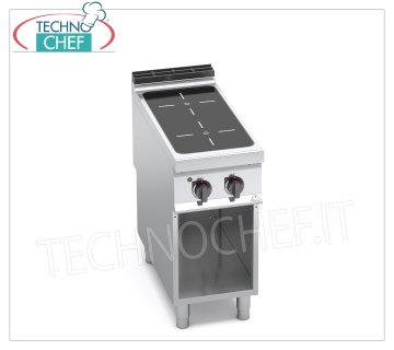 TECHNOCHEF - CUISINIÈRE ÉLECTRIQUE 2 ZONES avec INFRAROUGE sur COMPARTIMENT OUVERT, mod. E9P2MP/magnétoscope GAMME ÉLECTRIQUE 2 ZONES INFRAROUGES sur ARMOIRE OUVERTE, Ligne BERTOS MAXIMA 900, Série INFRAROUGE, avec 2 ZONES CARRÉES de 270x270 mm, COMMANDES INDÉPENDANTES, V.400/3+N, Kw. 8.00, Poids 40 Kg, dim.mm.400x900x900h