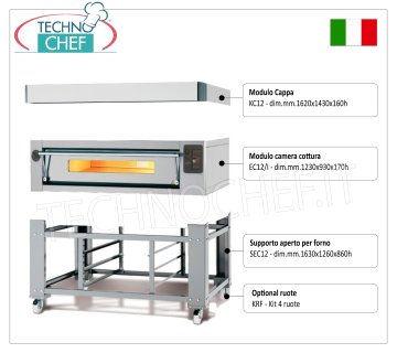 Four à pizza électrique pour 12 pizzas, épaisseur 300 mm, chambre 1230 x 930 mm