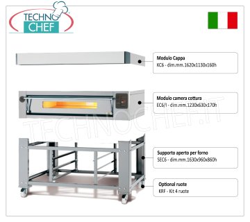 Four à pizza électrique pour 8 pizzas de 300 mm, chambre 1230x630 mm