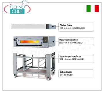 Four à pizza électrique pour 6 pizzas, épaisseur 300 mm, chambre 930 x 630 mm