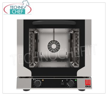 TECNOEKA - FOUR ÉLECTRIQUE À CONVECTION VENTILÉ avec VAPEUR DIRECTE, pour 4 plaques mm 429x345, mod. EKF423NUD FOUR ÉLECTRIQUE À CONVECTION VENTILÉE avec VAPEUR DIRECTE, chambre de cuisson pour 4 PLAQUES de 429x345 mm, COMMANDES ÉLECTROMÉCANIQUES, V.230/1, Kw.3,15, Poids 38 Kg, dim.mm.590x709x589h