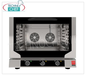 TECNOEKA - FOUR ÉLECTRIQUE À CONVECTION avec VAPEUR DIRECTE, 4 plaques PÂTISSERIE mm 600x400, modèle EKF464NUD FOUR ÉLECTRIQUE À CONVECTION à VAPEUR DIRECTE, Professionnel pour la PÂTISSERIE et la BOULANGERIE, avec chambre de cuisson pour 4 PLAQUES de 600x400 mm, COMMANDES ÉLECTROMÉCANIQUES, V.400/3+N, Kw.6,4, Poids 58 Kg, dim.mm.784x754x634h