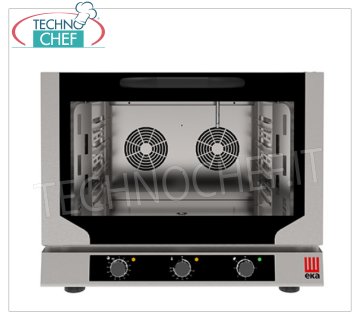 TECNOEKA - FOUR ÉLECTRIQUE À CONVECTION VENTILÉ avec VAPEUR DIRECTE, 4 plaques GN 1/1- mm 325x530, mod. EKF411NUD FOUR ÉLECTRIQUE À CONVECTION VENTILÉ à VAPEUR DIRECTE, Professionnel, avec chambre de cuisson pour 4 PLAQUES GASTRO-NORMES 1/1 (530x325 mm), COMMANDES ÉLECTROMÉCANIQUES, V.400/3+N, Kw.6,4, Poids 58 Kg, dim . mm.784x754x634h