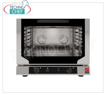 TECNOEKA - Four électrique à convection avec grill et humidificateur pour 4 plateaux de 600x400 mm, mod.EKF464.3NGRILL FOUR ÉLECTRIQUE À CONVECTION VENTILÉ avec GRILL et HUMIDIFICATEUR pour PÂTISSERIE et BOULANGERIE, chambre de cuisson pour 4 PLAQUES 600x400 mm, COMMANDES ÉLECTROMÉCANIQUES, V.400/3+N, Kw.5,2, Poids 52 Kg, dim.mm.784x754x634h