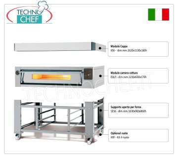 Four à pizza électrique pour 8 pizzas, épaisseur 300 mm, chambre 1230 x 630 mm