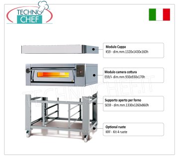 Four à pizza électrique pour 9 pizzas de 300 mm, chambre 930x930 mm