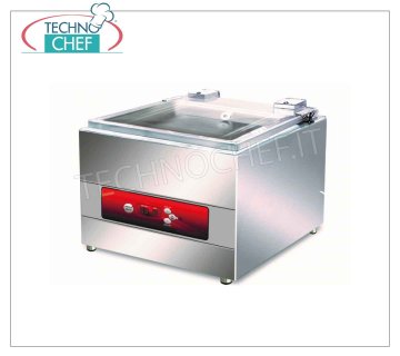 Machine professionnelle à chambre sous vide, barre de soudure 25 cm, chambre 26x30x12h cm, mod. ALPHA MACHINE D'EMBALLAGE SOUS VIDE avec CHAMBRE LIGNE PLUTONE, Mod.ALFA, avec mm. 260x300x120h, BARRE DE SOUDURE 250 mm., COMMANDES NUMÉRIQUES, dimensions extérieures mm. 320x500x270h