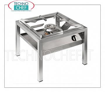 Technochef - Cuisinière à gaz professionnelle au sol, 1 brûleur de 14 kW, mod.SP6050L Cuisinière à gaz professionnelle sur pied en inox, avec 1 brûleur de 14 kW, poids 21 Kg, dim.mm.600x600x500h