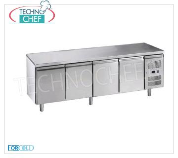 Forcold - Congelante-Congélateur 4 Portes, Temp.-18°/-22°C, Classe E, Gaz R290, mod.G-GN4100BT-FC Table de congélation - Congélateur 4 portes, professionnel, capacité lt.553, température de fonctionnement -18°/-22°C, Gastronorm 1/1, ventilé, ÉCOLOGIQUE en Classe E, Gaz R290, V.230/1, Kw. 0,675, Poids 147 Kg, dim.mm.2230x700x850h