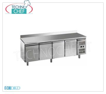 Forcold - Table de Congélation - Congélateur 4 Portes avec Dosseret, Temp.-18°/-22°C, Classe E, Gaz R290, mod.G-GN4200BT-FC Congélateur Congélateur Table 4 Portes avec Dosseret, Professionnel, capacité lt.553, température -18°/-22°C, Gastronorm 1/1, réfrigération ventilée, ÉCOLOGIQUE en Classe E, Gaz R290, V.230/1, Kw.0,675 , Poids 147 Kg, dim.mm.2230x700x950h