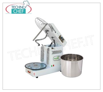 Famag-Grilletta, 8 Kg Spiral Mixer, Tête relevable, 10 VITESSES, mod. IM8-10VEL Mélangeur à spirale Grilletta de 8 Kg, Professional avec tête relevable et cuve amovible de 11,5 litres, 10 VITESSES, V 230/1, kW 0,35, Poids 35 Kg, dim.mm.520x280x430h