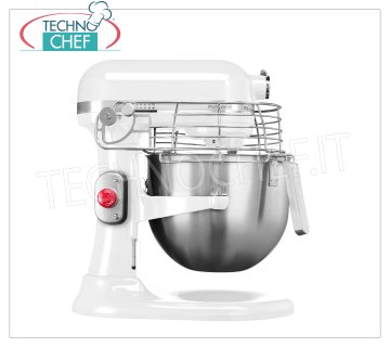 KITCHENAID - Technochef - Mixeur planétaire professionnel lt 6,9 , Robot culinaire, blanc, Mod.K7PW Mélangeur planétaire KITCHENAID, ligne PROFESSIONAL, couleur BLANCHE, avec bol en acier inoxydable de 6,9 ​​litres, complet avec crochet, spatule et fouet, V.230/1, Kw.0,325, Poids 13 Kg, dim.mm.340x370x420h.