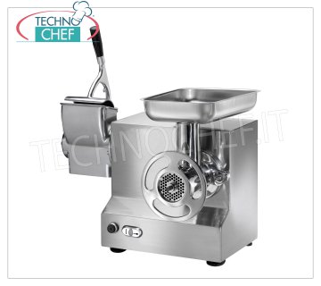 FIMAR - Technochef, Hachoir-Râpe à Viande ''Type 22'' avec coffret, Professionnel, Mod.22/AT HACHOIR À VIANDE / RÂPE combiné 'TYPE 22' en Aluminium Poli, Production: HACHOIR À VIANDE 300 Kg / h, RÂPE 40 Kg / h, avec UNITÉ DE HACHAGE À VIANDE EN FONTE ENTIÈREMENT AMOVIBLE, Monophasé ou Triphasé - dimensions 450x430x480h mm