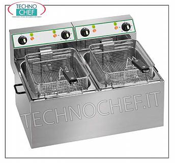 FIMAR - Technochef, friteuse électrique sur plan de travail, 2 réservoirs indépendants de lt.4 + 4, Mod.FR44 FRITEUSE ÉLECTRIQUE de BANCO, 2 réservoirs indépendants de 4 + 4 litres amovibles, V.230 / 1, kw 2,5 + 2,5, dimensions mm. 380x420x330h