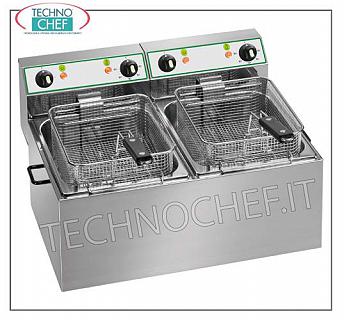 FIMAR - Technochef, friteuse électrique sur plan de travail, 2 réservoirs indépendants de lt.4 + 4, Mod.FR44 FRITEUSE ÉLECTRIQUE de BANCO, 2 réservoirs indépendants de 4 + 4 litres amovibles, V.230 / 1, kw 2,5 + 2,5, dimensions mm. 380x420x330h