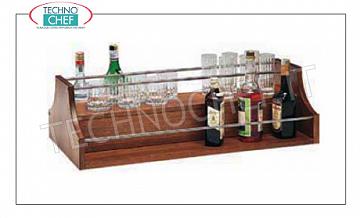 bois Chariots de service Affichage pour les liqueurs avec structure en bois de couleur noyer et garde-corps en acier inoxydable, dim.mm.680x460x370h