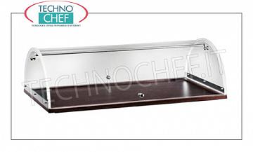 bois Chariots de service Armoire en verre avec wengé couleur cadre en bois « et le dôme Plexiglas, dim.mm.900x500x220h