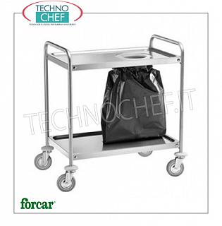Trolleys-ferraille d'acier inoxydable Chariot de compensation en acier inoxydable, FORCAR de la marque, avec 1 trou pour sac de déchets, dim.mm.890x590x930h