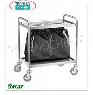 Trolleys-ferraille d'acier inoxydable Panier avec 2 trous de ferraille, marque FORCAR, avec ouate en feuille et l'anneau de plateau inférieur, dim.mm.1090x590x930h