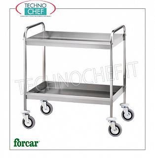 Trolleys-ferraille d'acier inoxydable Chariot de compensation en acier inoxydable, FORCAR marque, avec 2 réservoirs insonorisées, h 65 mm, débit total de 80 kg, dim.mm.910x570x970h