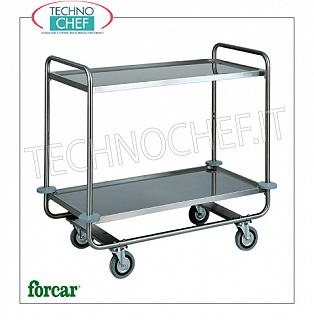 Chariots de service en inox Chariot de service en acier inoxydable, marque FORCAR, avec 2 étagères moulées, capacité max 150 Kg, dim.mm.1100x600x1000h