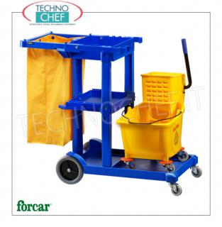 Forcar - Chariot de nettoyage, seau avec essoreuse, support de sac, accessoire de support d'outil, mod.CA1606E
