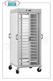 Chariot à plaque chauffante, avec 10 tablettes GN 2/1 CHARIOT À BILLETTERIE AVEC 10 PLANS GRILLÉS PEINTS Gastro-Norm 2/1 (mm.650x530), RÉGLABLES en hauteur avec une marche de 60 mm, chauffage statique à température réglable de + 30 ° à + 60 ° C, V.230 / 1 , Kw 0,8 + 0,8, dim.mm.750x780x1770h