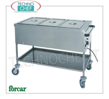 FORCAR - Technochef, Chariot Chaud Sec, Mod.CTS1757 Chariot thermique sec en acier inoxydable, FORCAR, avec réservoir pour 1 récipient Gastro-Norm 1/1, h 200 mm (exclu) et étagère inférieure, thermostat réglable +30°/+90°C, V.230/1, Kw . 1,00, dim.mm.560x650x850h