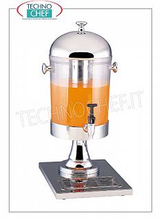 Distributeurs de jus et de boissons (buffet) DISTRIBUTEUR DE BOISSONS en acier inoxydable avec réservoir transparent de 8 l, complet avec robinet de distribution, RÉFRIGÉRÉ avec TUBE CENTRAL contenant de la GLACE, dim.mm.270x220x580h