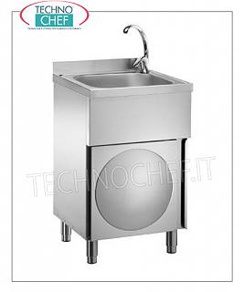LAVABO avec vasque 400x400x250h mm sur MEUBLE avec porte battante, dim. mm 500x500x850h