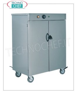 FORCAR - Carrelli scaldapiatti avec 2 portes, Temp. de +30° à +90°C. Armoire chauffe-assiettes à roulettes en inox, structure avec portes double peau isolées, capacité 60 assiettes, 1 étagère intermédiaire, température réglable de +30° à +90°C, V.230/1, Kw.0,8, dim.mm .390x420x950h