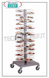 Chariots à assiettes prêts CHARIOT PORTE PLATS EN ACIER PLASTIFIÉ avec base en TÔLE ANTI-POUSSIÈRE, capacité 96 assiettes, avec GRILLES PEINTES pour assiettes 18/23, avec POIGNÉES, dimensions 600x600x1750h mm