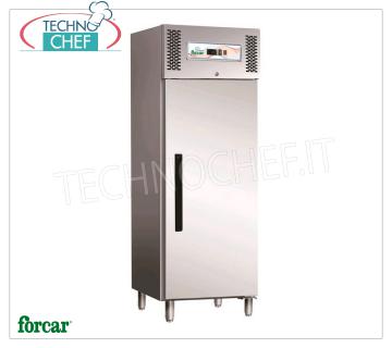 Forcar - Meuble Réfrigérateur 1 Porte, lt.537, Ventilé, Temp.-2°/+8°C, Classe C, mod.G-ECV600TN Armoire Réfrigérateur 1 Porte, INOX 430 Professionnel, lt.537, Temp.-2°/+8°C, ÉCOLOGIQUE en Classe C, Gaz R290, Ventilé, Gastronorm 2/1, V.230/1, Kw.0,255, Poids 135 Kg, dim.mm.680x800x2010h