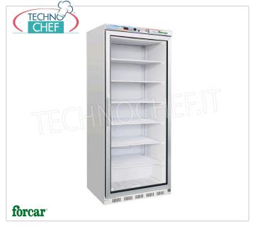 Forcar - Congélateur-Congélateur Armoire 1 porte, lt.555, Statique avec DESSUS GRILLÉS À ÉVAPORATION FIXE, Temp.-18°/-22°C, Classe C, mod.G-EF600G Congélateur-Congélateur Armoire 1 porte vitrée, Statique avec PLAQUES D'ÉVAPORATION FIXES, Ligne ECO, structure externe en tôle, structure interne en ABS, lt.555, Temp.-18°/-22°C, Gaz R290, Classe C, V .230 /1, Kw.0,48, Poids 94 Kg, dim.mm.777x695x1895h