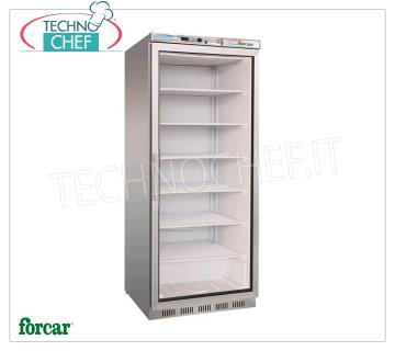 Forcar - Armoire Congélateur 1 porte, lt.555, Statique Avec TABLETTES GRILLÉES FIXES À ÉVAPORATION, Temp.-18°/-22°C, Classe C, mod.G-EF600GSS Armoire Congélateur-Congélateur 1 porte vitrée, Statique avec TABLETTES GRILLÉES FIXES À ÉVAPORATION, Ligne ECO, structure externe en acier inoxydable, 555 lt, Temp.-18°/-22°C, Gaz R290, Classe C, V.230/1 , Kw.0,48, Poids 94 Kg, dim.mm.777x695x1895h