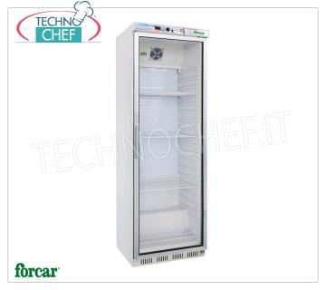 Technochef - Vitrine RÉFRIGÉRATEUR pour BOISSONS, 1 Porte, Statique, Temp.+2°/+8°C, lt.350, Classe B, Mod.G-ER400G Réfrigérateur professionnel pour boissons, Ligne ECO, 1 porte vitrée, structure externe en tôle blanche, Statique, température +2°/+8°C, capacité 350 litres, Classe B, V.230/1, Kw.0,185, Poids 69 Kg , dim.mm.600x585x1855h