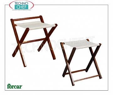 Technochef - Porte valise chambre Porte-valise avec structure pliante en bois de couleur noyer, serviette en coton, disponible en 2 VERSIONS, avec ou sans côté