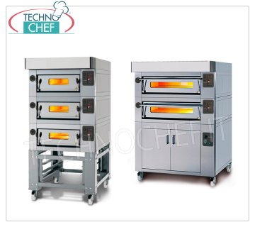 fours pizza modulaires électriques avec plan de cuisson en réfractaire et chambre en tôle 