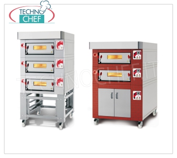 Fours pizza modulaires électriques avec plaque de cuisson en matériel réfractaire et chambre en tôle 